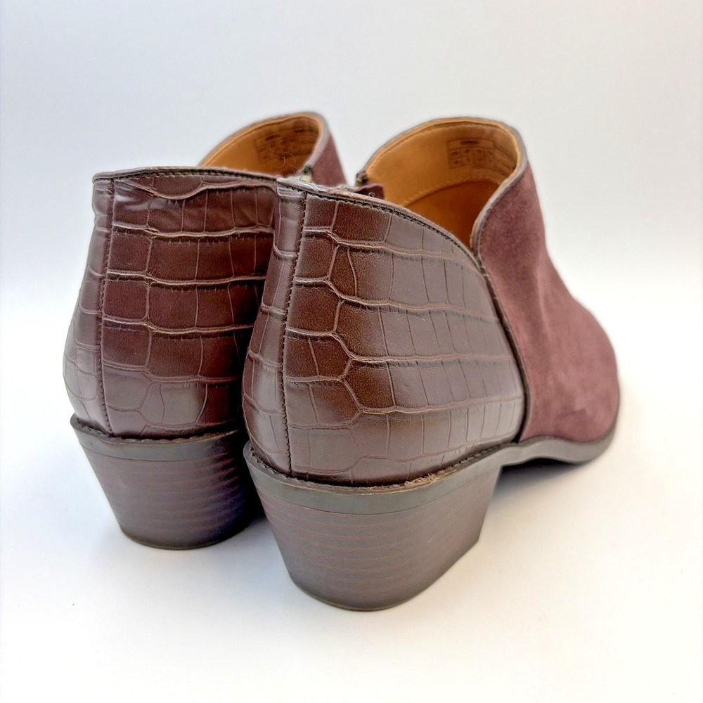Vionic Marissa Ankle Boots Women's 10‎ Chocolate Suede Croc Booties Block Heel - Picture 6 of 14